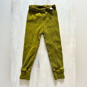 Kids 18M Olive Green Ribbed 100% organic cotton Leggings